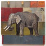 History Explained, 2012, oil on found book covers, 37 