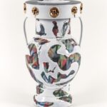 Amphora 2, 2023, ceramic, glaze, underglaze, lustre, Artwork: 19 x 11 x 11 in. 