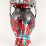 Amphora 4, 2023, ceramic, glaze, underglaze, lustre, Artwork: 16 x 9 x 9 in. 
