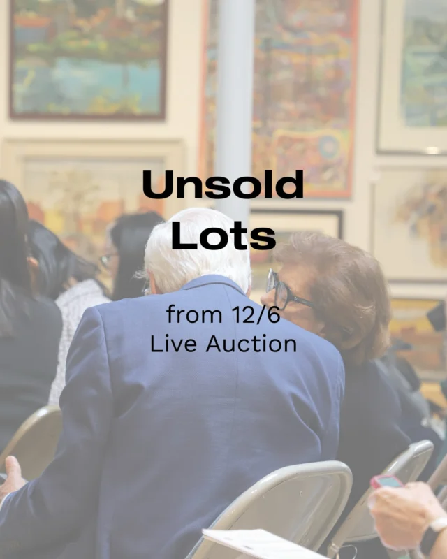 Available now! These and a few more… 🌟

Unsold Lots from last Saturday’s live auction…For the reserve price + BP… listed on our website under “Unsold Lots”. 

They’re going until they’re gone! Get yours today. Inquire within. 

Further, we’d like to thank you to everyone who participated in our last sale of 2025– it was a great one!! Congratulations to all of our high-bidders! 

A reminder that if you pay with cash or cash-equivalent and you bid on our website, you can receive the lowest BP we offer. Also, receive an automatic 20% discount on custom framing when you frame your auction wins with us. 

#liveauction #unsoldlots #availablenow