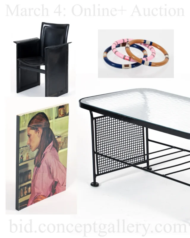 Pre-register today at bid.conceptgallery.com for our March 4 Online+ Auction 🌟

Packed with over 500 lots of fine art, MCM design, antiques & books, including the remainder of Toto Fisher’s estate, such as Hermes scarves, handbags & jewelry, and small furniture. 

There is something for everyone in this well-rounded sale… don’t miss your chance at bidding on fine luxury, design, and iconic pieces next month! 

#onlineauction #edruscha #mcm #totofisher #preregister